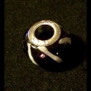 925 Sterling Silver Striped Murano Bracelet Charm